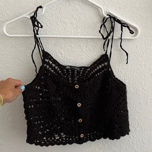 ZARA crochet flowy top women’s size x small
